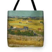 Harvest At La Crau With Montmajour In The Background By Vincent Van Gogh Laptop Shoulder Bag 